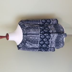 Lucky Brand Black Shirt With Tan Design 3/4 Sleeve Size XSmall